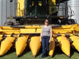 Rep Jacobson in front of a combine