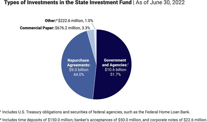 Pie Chart Showing the Investments in the State Investment Fund