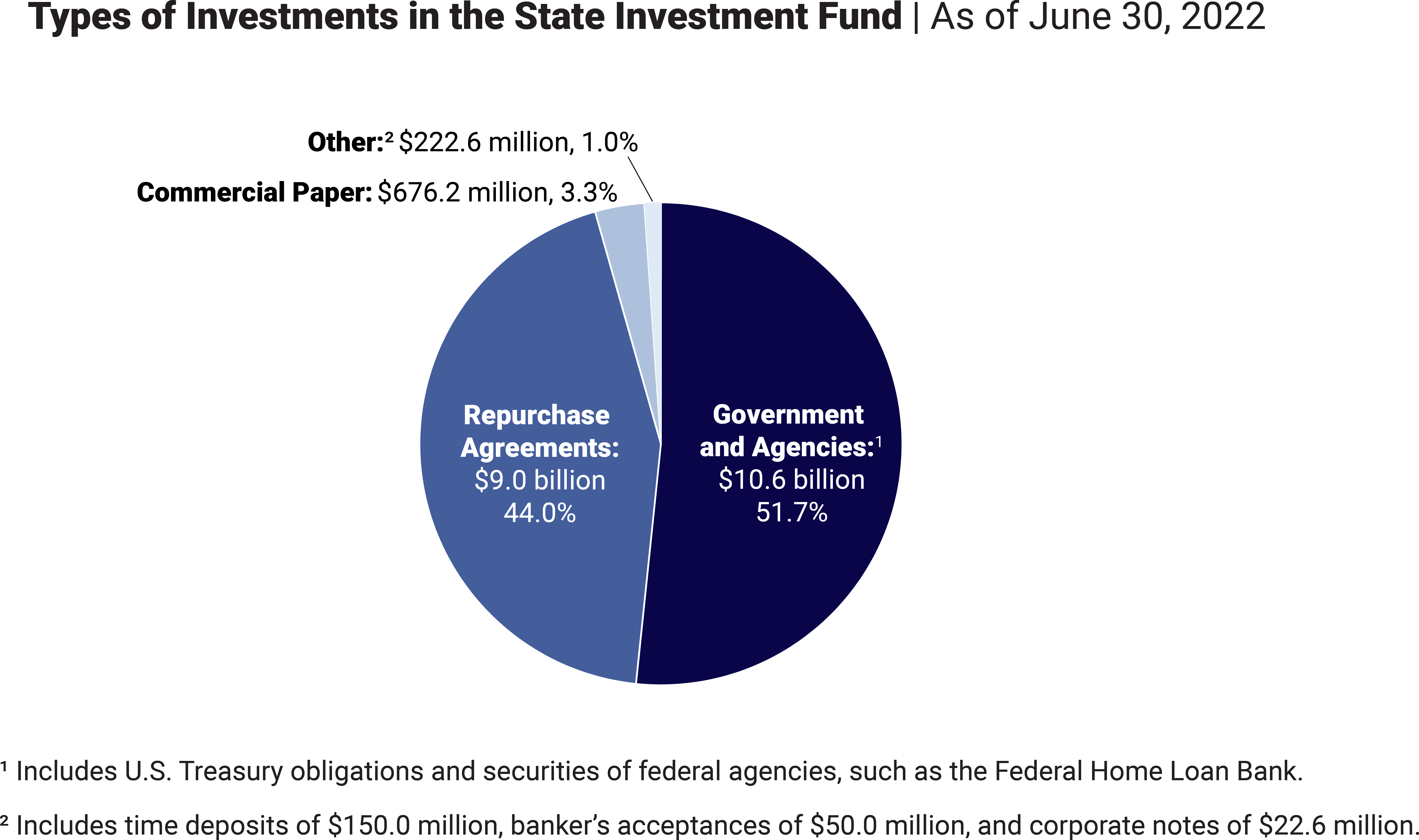 Pie Chart Showing the Investments in the State Investment Fund