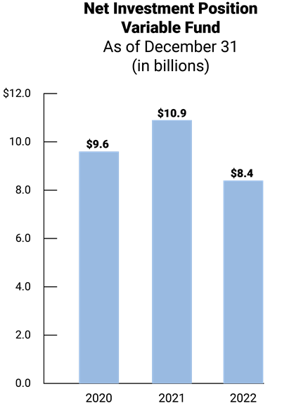 Bar graph showing the Net Investment Position Variable Fund in billions