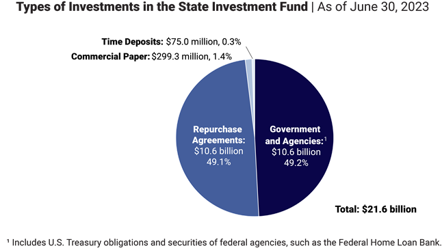 Pie chart showing the types of investments in the State Investment Fund