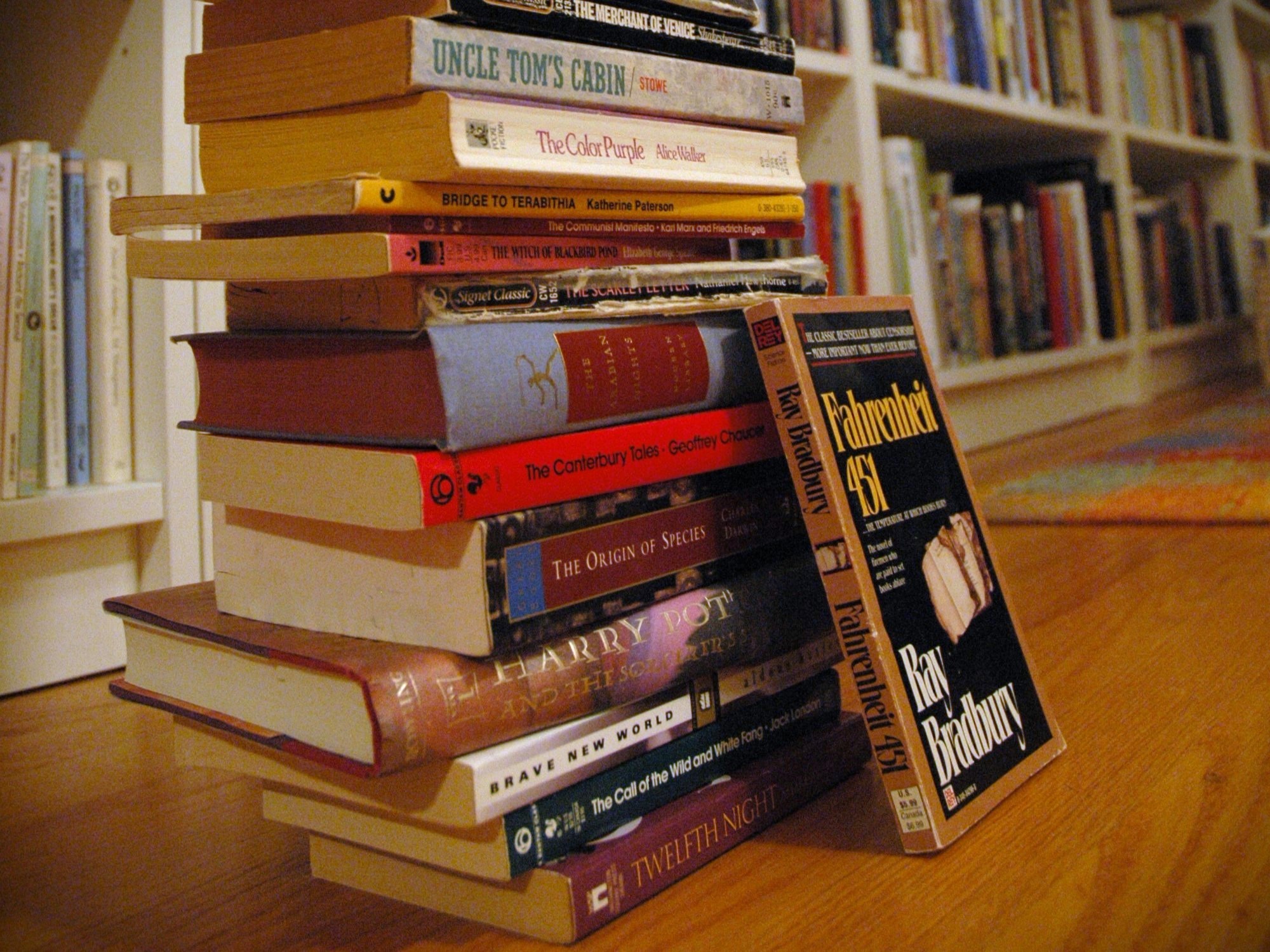 Stack of books that have been banned by ellen.w from Flickr