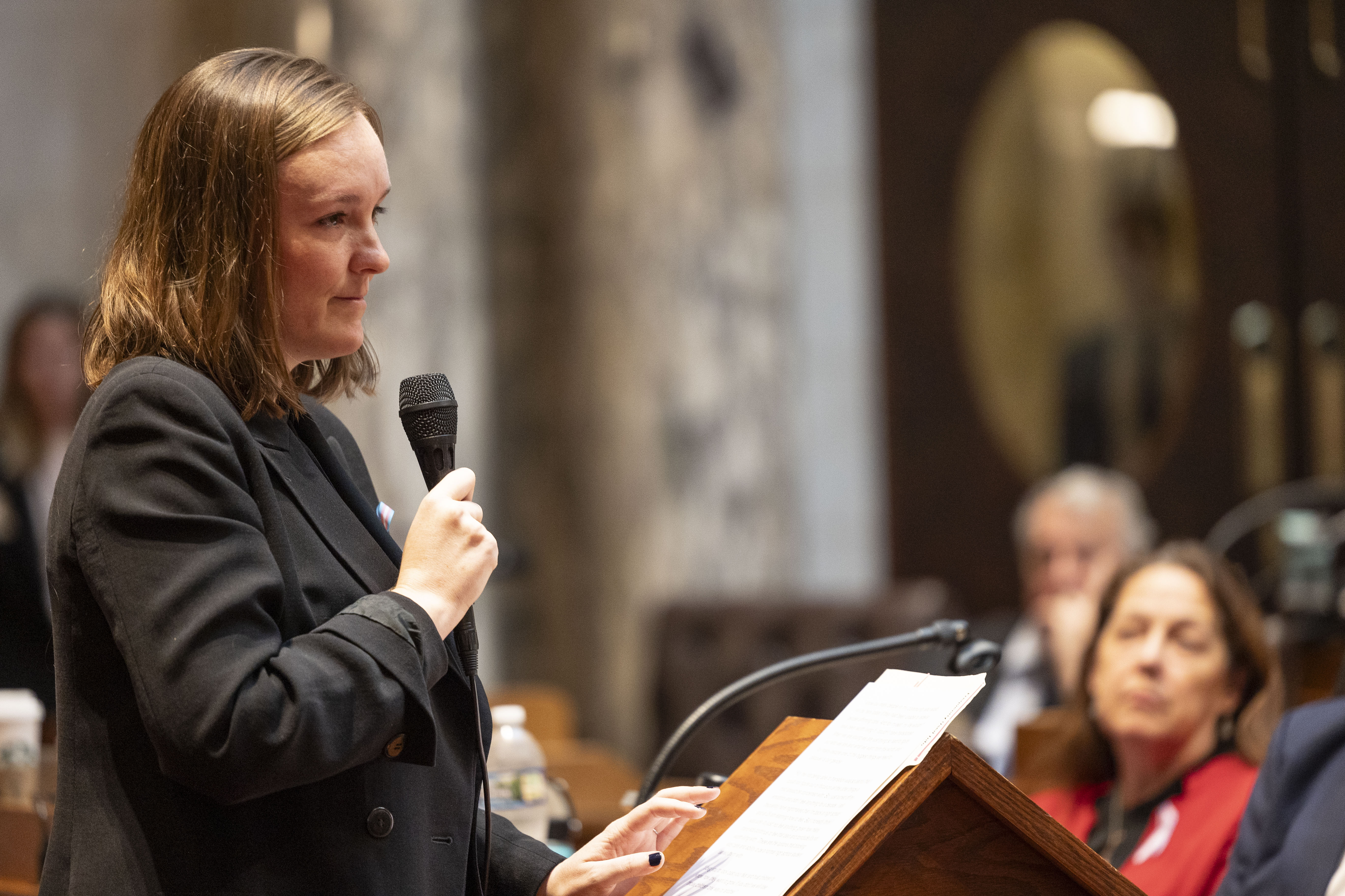 Rep. Neubauer speaking on the floor of the State Assembly