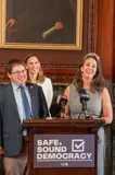 Sen. Spreitzer and legislative colleagues hold a press conference on preserving a safe and sound democracy in Wisconsin. 