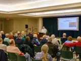 Sen. Spreitzer gives a presentation on voting at the Beloit Society for Learning Unlimited. 