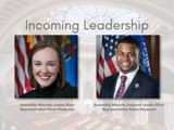 A graphic announcing the new leadership of the Wisconsin State Assembly: Greta Neubauer is the leader-elect, and Klan Haywood is the assistant leader-elect.