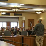 Senator Smith speaking to a crowd of nurses and student nurses visiting the Capitol for Nurses Association Lobby Day.