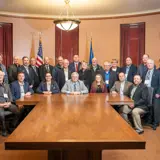 Senator Smith posing with members of the Wisconsin Electric Cooperative Association on their education and lobby day in the Capitol.