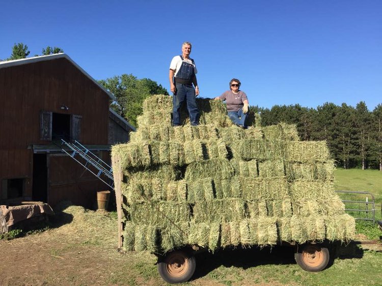 Jeff and Sue ready to load hay into their mow