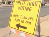 Road Sign for Drive Through Voting