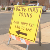 Road Sign for Drive Through Voting