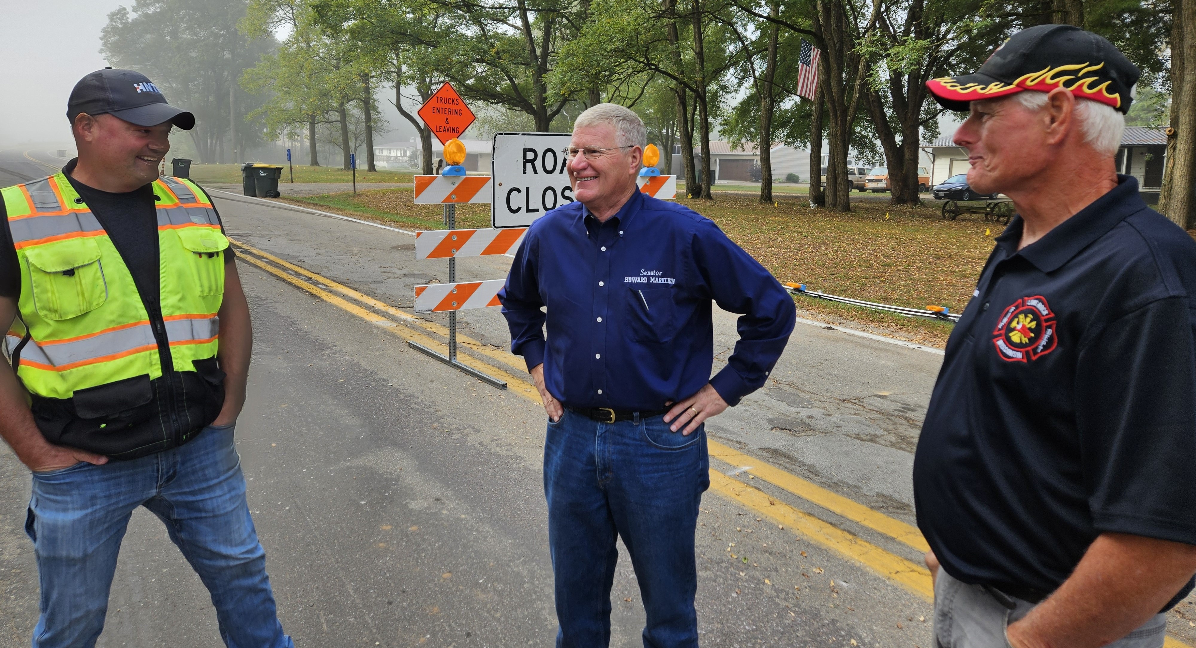 Senator Marklein Helps Open the Lone Rock Bridge with Dan Quinn and Barry Larson.